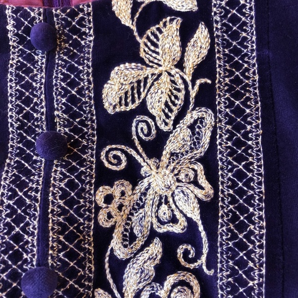 VTG 1960s 1970s Purple Velvet Maxi Dress Sz xS - Picture 7 of 10